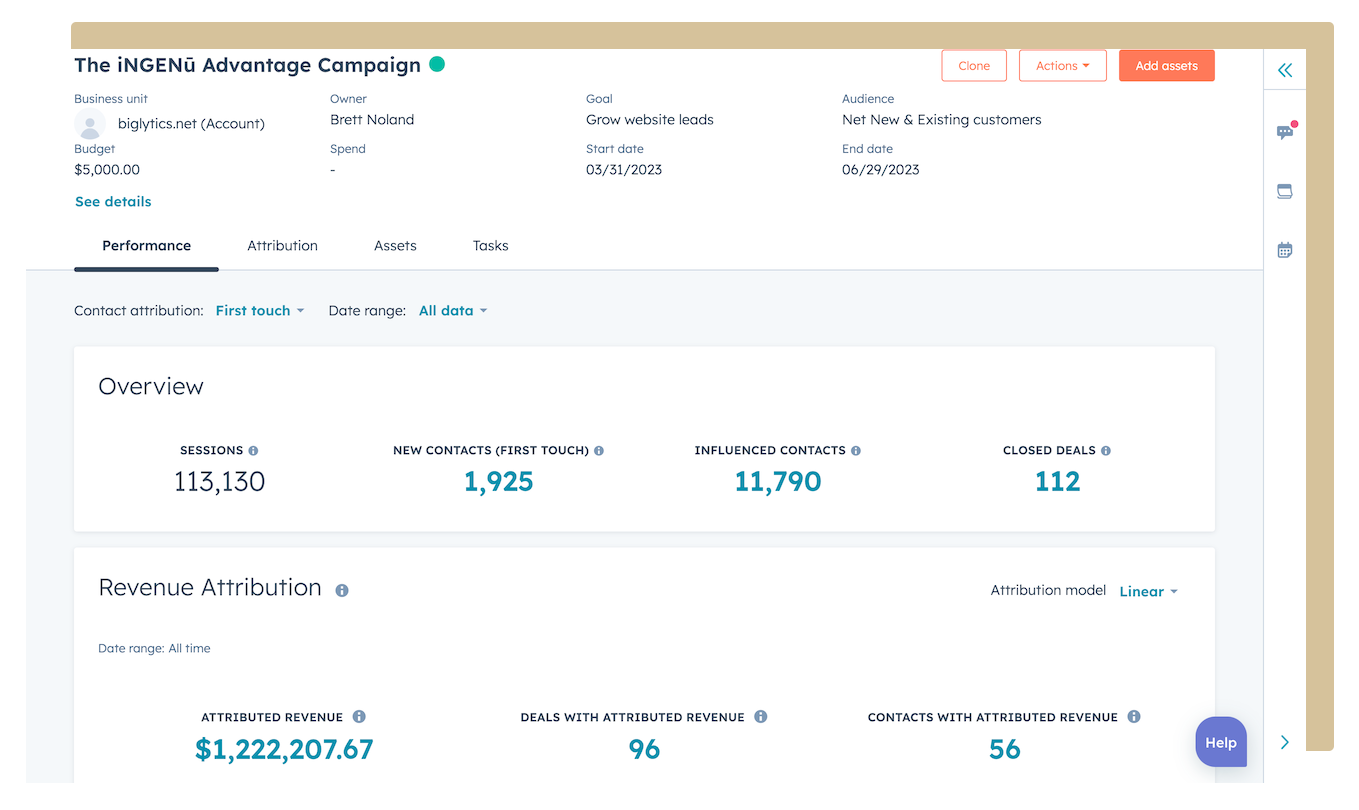 HubSpot Campaign Reporting